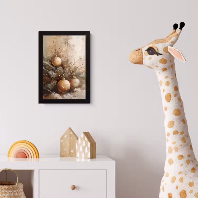 Kerst - Kerstballen - Beige - Goud fotolijst zwart zonder passe partout klein -usfeer4_kinderkamer