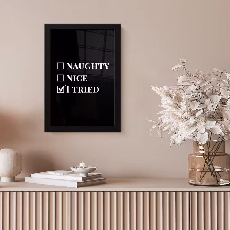 Kerst - Zwart - Wit - Quote - Grappig fotolijst zwart zonder passe partout klein -sfeer5