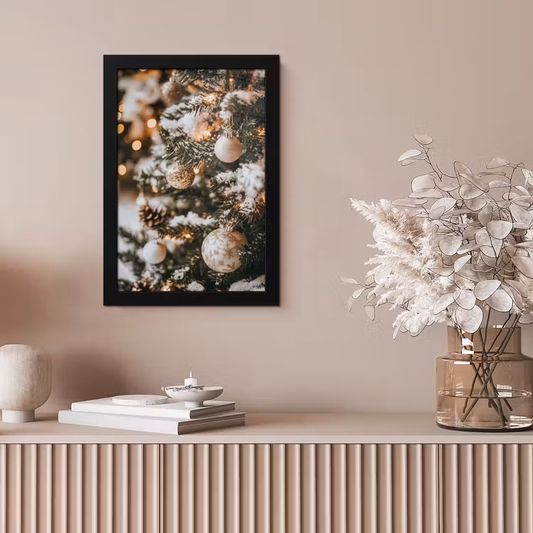 Kerst - Kerstboom - Winter - Binnen - Sneeuw fotolijst zwart zonder passe partout klein -sfeer5