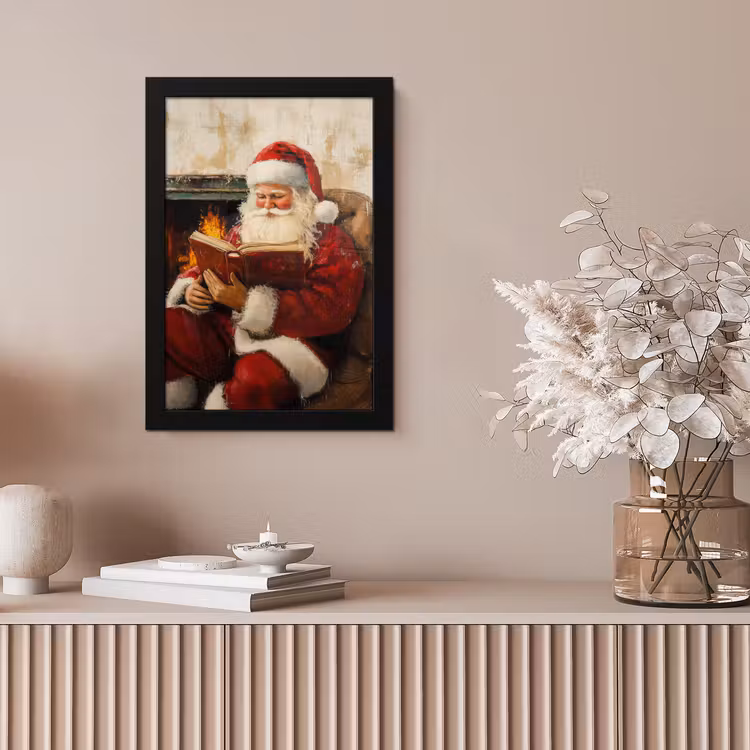 Kerst - Kerstman - Winter - Open Haard fotolijst zwart zonder passe partout klein -sfeer5