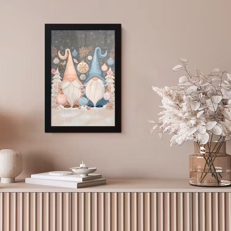 Kerst - Gnomen - Pastel fotolijst zwart zonder passe partout klein -sfeer5
