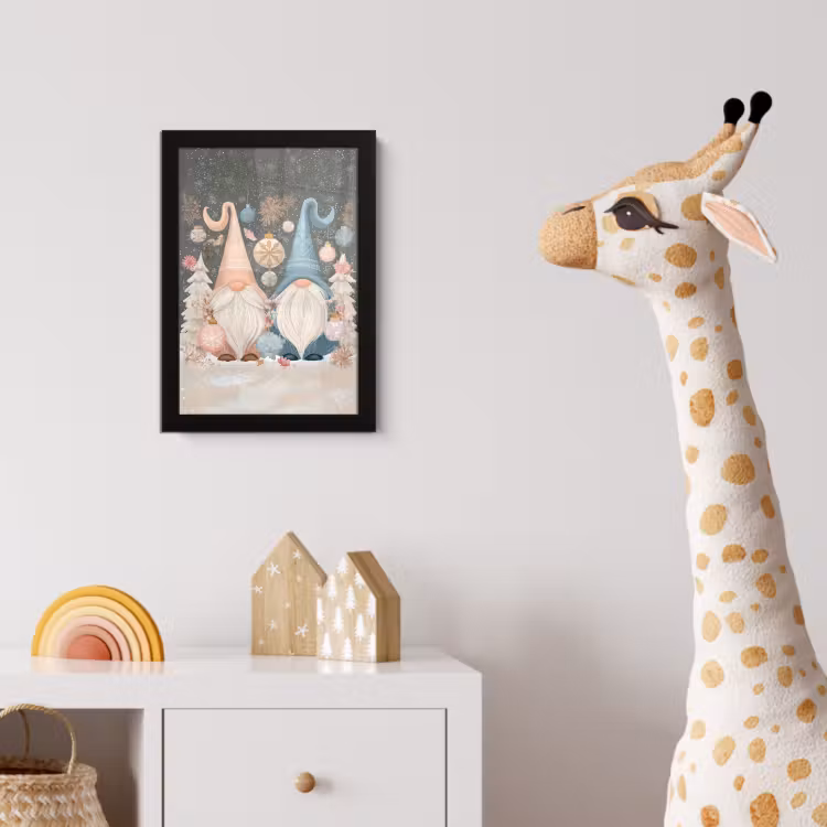 Kerst - Gnomen - Pastel fotolijst zwart zonder passe partout klein -usfeer4_kinderkamer