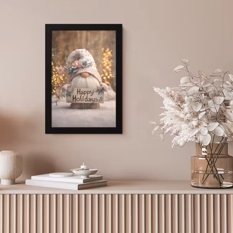 Kerst - Gnome - Bord - Kleurrijk fotolijst zwart zonder passe partout klein -sfeer5