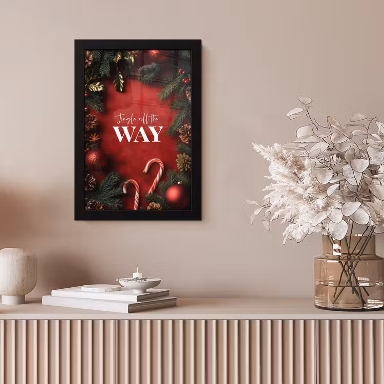 Kerst - Quote - Rood - Kerstballen fotolijst zwart zonder passe partout klein -sfeer5