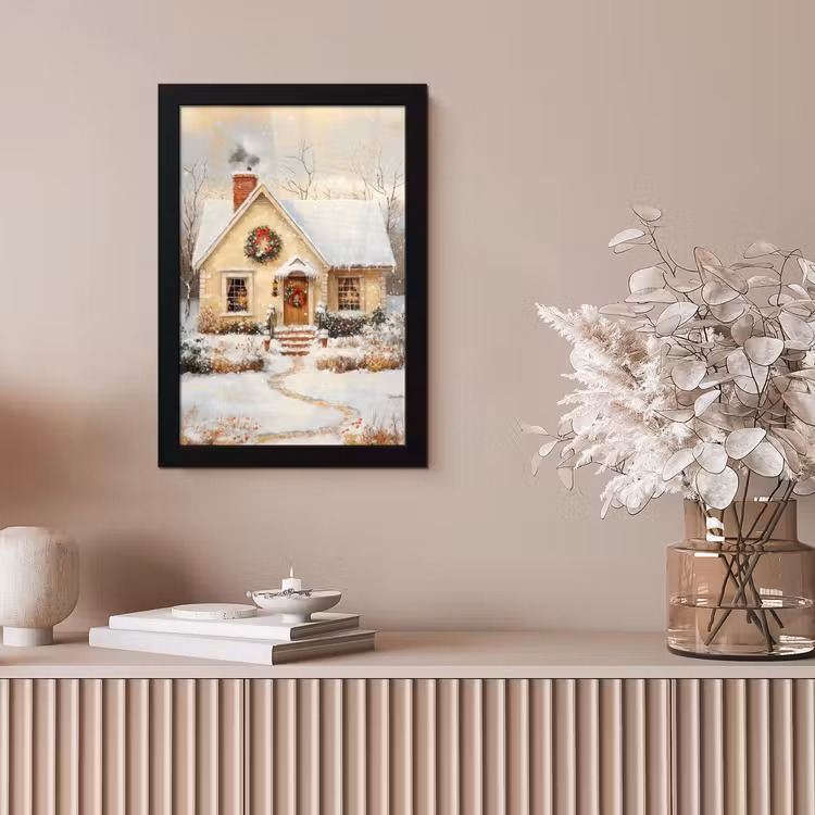 Kerst - Huis - Winter - Sneeuw fotolijst zwart zonder passe partout klein -sfeer5