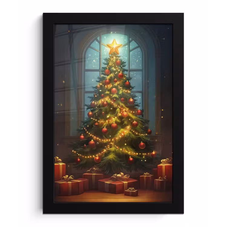 Kerstboom - Cadeau - Kerst - Winter fotolijst zwart zonder passe partout klein -3d