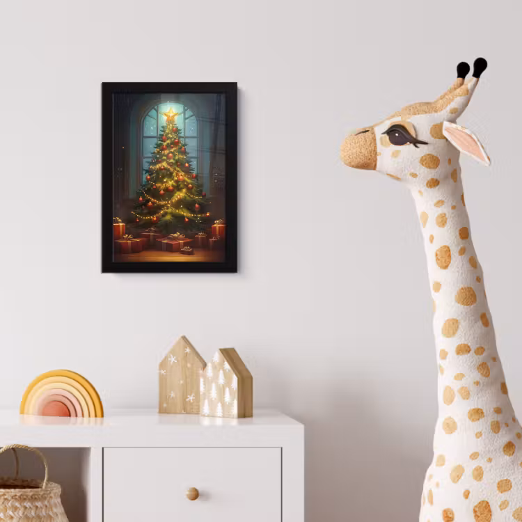 Kerstboom - Cadeau - Kerst - Winter fotolijst zwart zonder passe partout klein -usfeer4_kinderkamer