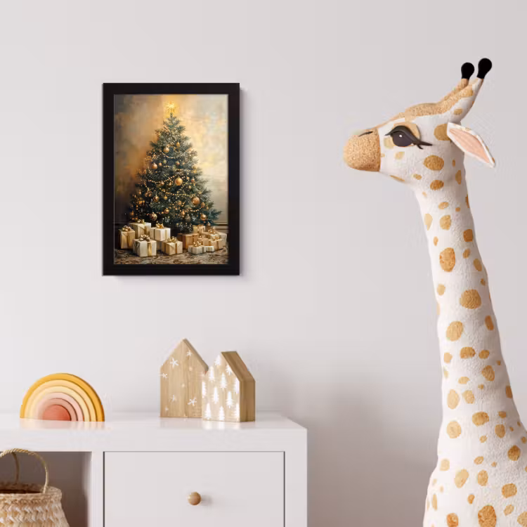 Kerstboom - Cadeaus - Goud fotolijst zwart zonder passe partout klein -usfeer4_kinderkamer