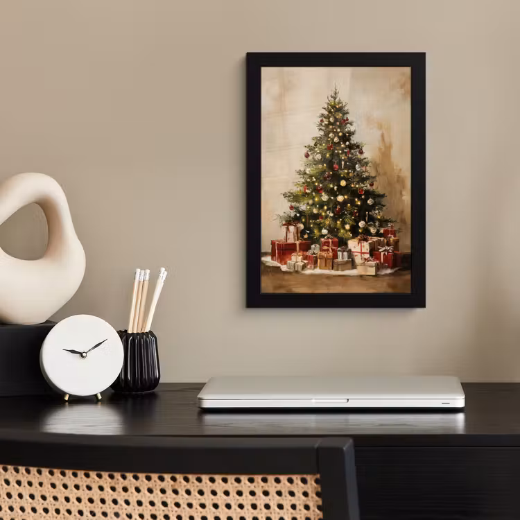 Kerstboom - Versierd - Kleurrijk fotolijst zwart zonder passe partout klein -sfeer1