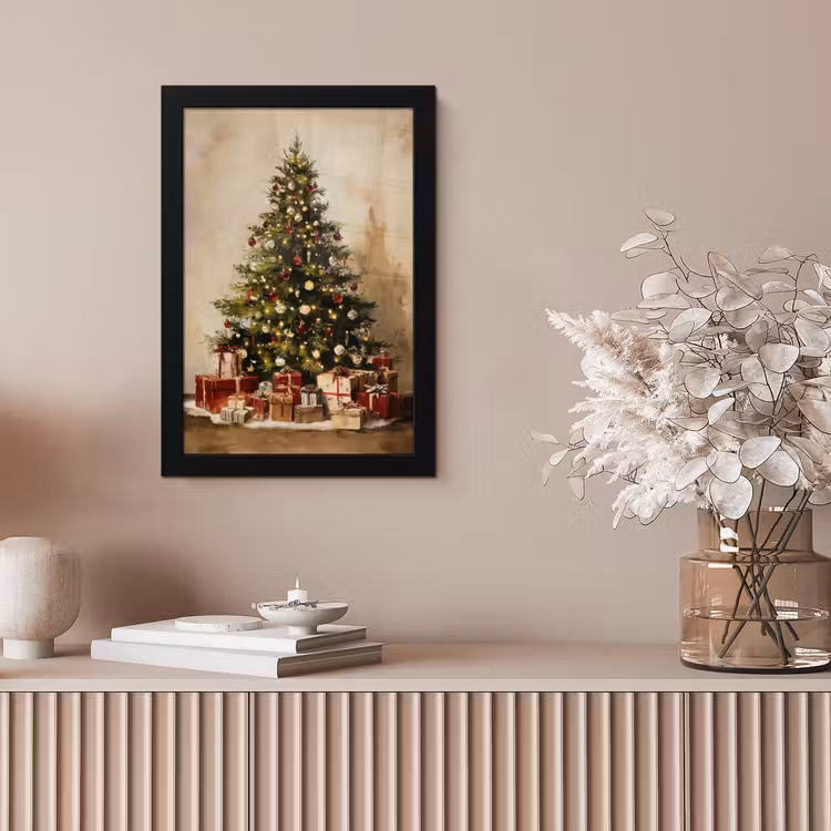 Kerstboom - Versierd - Kleurrijk fotolijst zwart zonder passe partout klein -sfeer5
