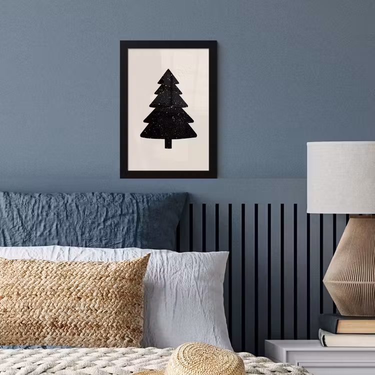 Kerstboom - Zwart - Feestdagen - Beige fotolijst zwart zonder passe partout klein -sfeer3