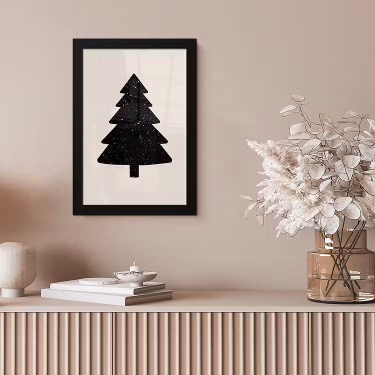 Kerstboom - Zwart - Feestdagen - Beige fotolijst zwart zonder passe partout klein -sfeer5