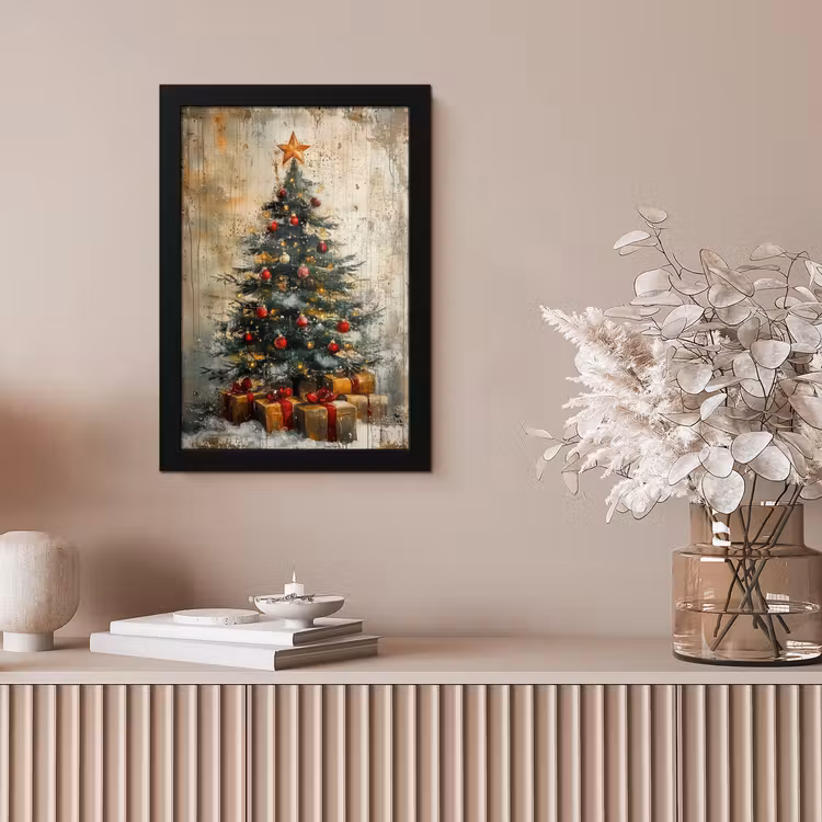 Kerstboom - Vintage - Kerst - Cadeau fotolijst zwart zonder passe partout klein -sfeer5