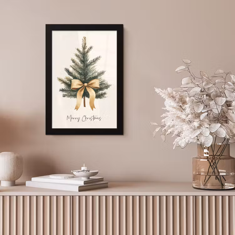 Kerstboom - Kerst - Merry Christmas - Beige fotolijst zwart zonder passe partout klein -sfeer5