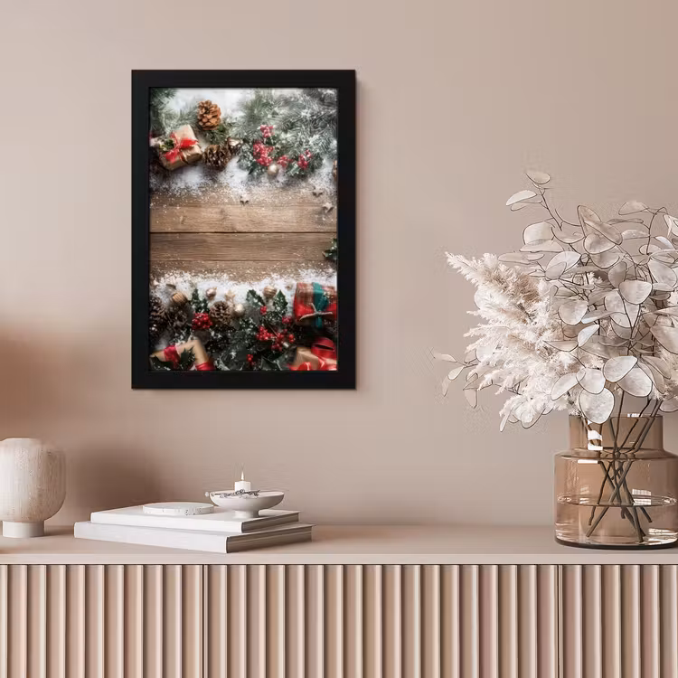 Kerstdecoratie - Geschenken - Hout - Veelkleurig fotolijst zwart zonder passe partout klein -sfeer5