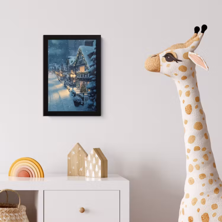 Kerstdorp - Kerst - Sneeuw - Winter fotolijst zwart zonder passe partout klein -usfeer4_kinderkamer