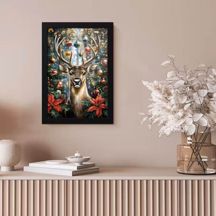 Kerstfeest - Dennenbos - Rood fotolijst zwart zonder passe partout klein -sfeer5