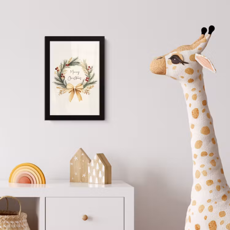 Kerstkrans - Kerst - Goud - Beige fotolijst zwart zonder passe partout klein -usfeer4_kinderkamer