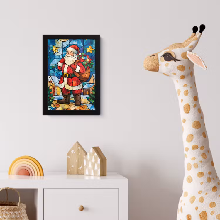 Kerstman - Glas - Kleurrijk fotolijst zwart zonder passe partout klein -usfeer4_kinderkamer
