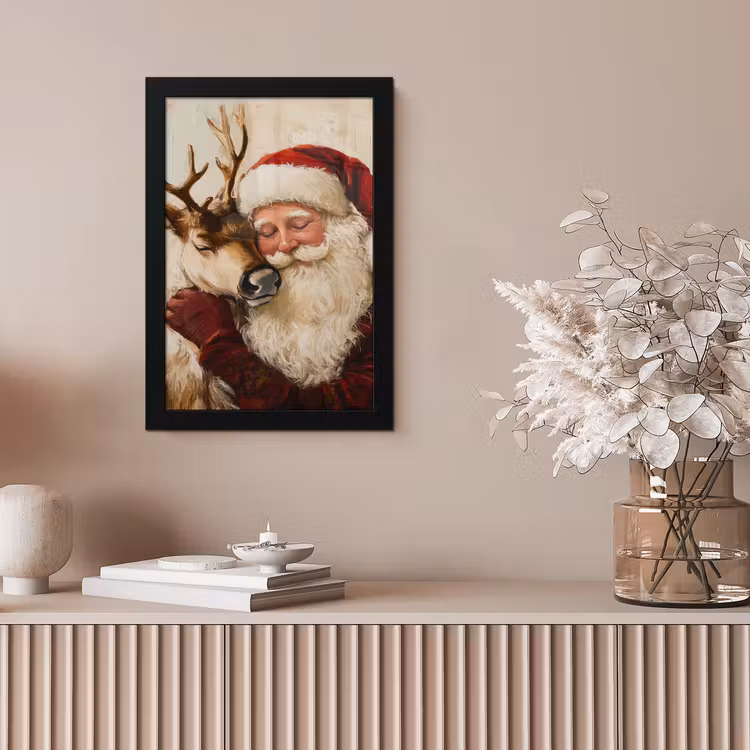 Kerstman - Rendier - Kerst - Christmas fotolijst zwart zonder passe partout klein -sfeer5