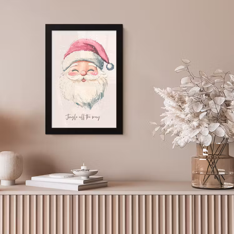 Kerstman - Kerst - Quote - Beige fotolijst zwart zonder passe partout klein -sfeer5