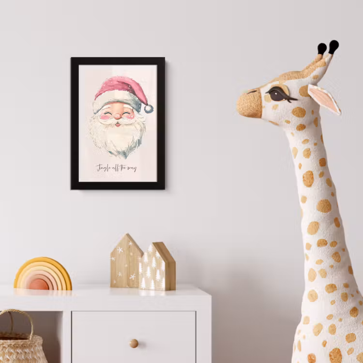 Kerstman - Kerst - Quote - Beige fotolijst zwart zonder passe partout klein -usfeer4_kinderkamer