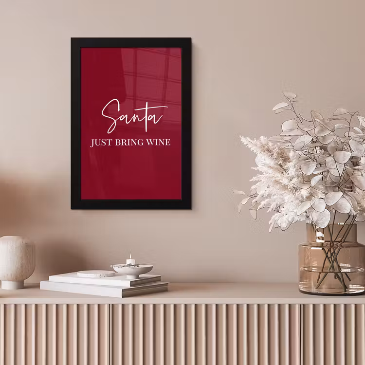 Santa - Wine - Rood - Kerst - Kerstman fotolijst zwart zonder passe partout klein -sfeer5