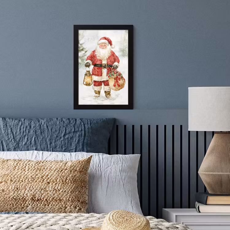 Kerstman- Winter - Sneeuw - Wit - Rood fotolijst zwart zonder passe partout klein -sfeer3
