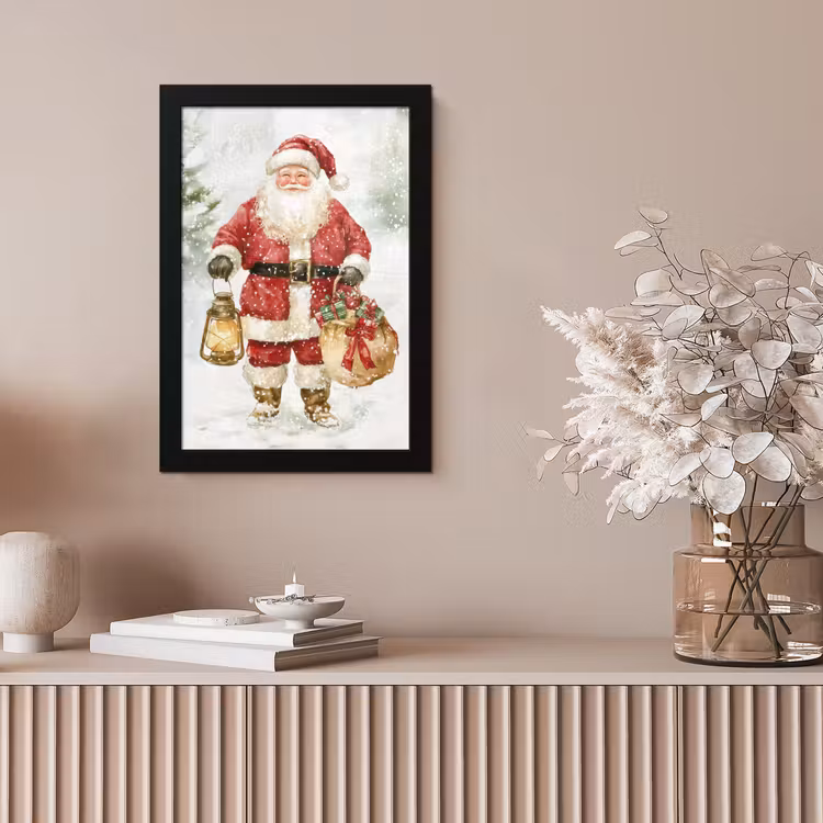 Kerstman- Winter - Sneeuw - Wit - Rood fotolijst zwart zonder passe partout klein -sfeer5