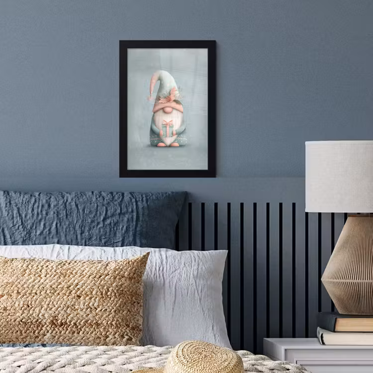 Kerstgnome - Cadeau - Groen fotolijst zwart zonder passe partout klein -sfeer3