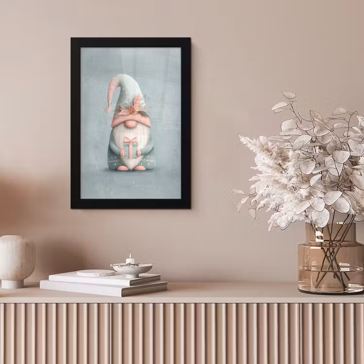 Kerstgnome - Cadeau - Groen fotolijst zwart zonder passe partout klein -sfeer5