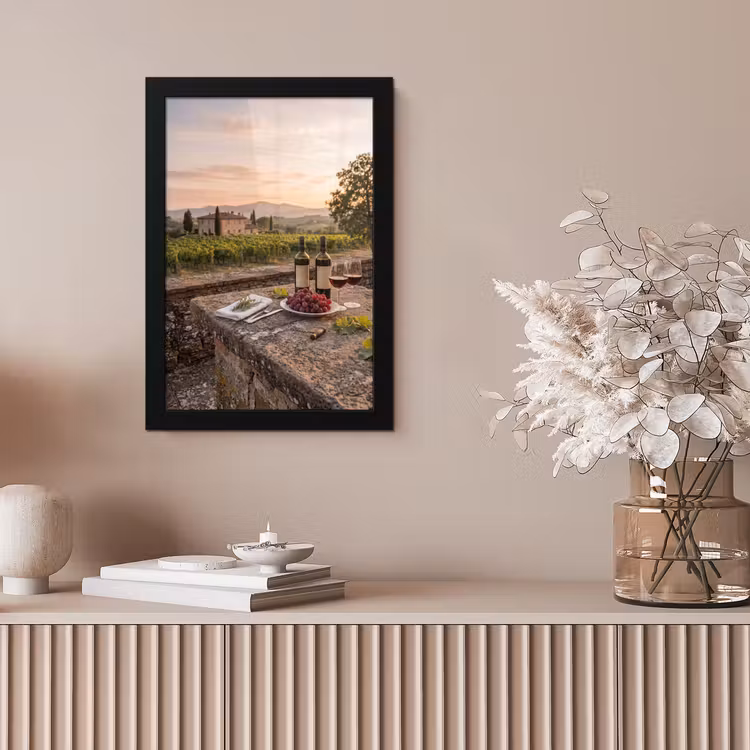 Wijn - Glazen - Druiven - Wijngaard fotolijst zwart zonder passe partout klein -sfeer5
