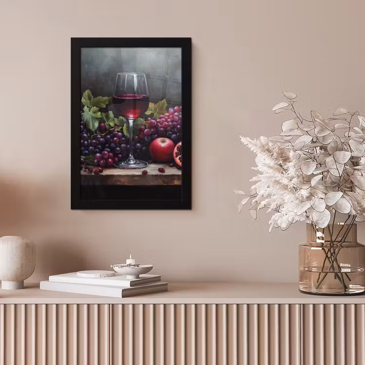Wijn - Fruit - Stilleven fotolijst zwart zonder passe partout klein -sfeer5
