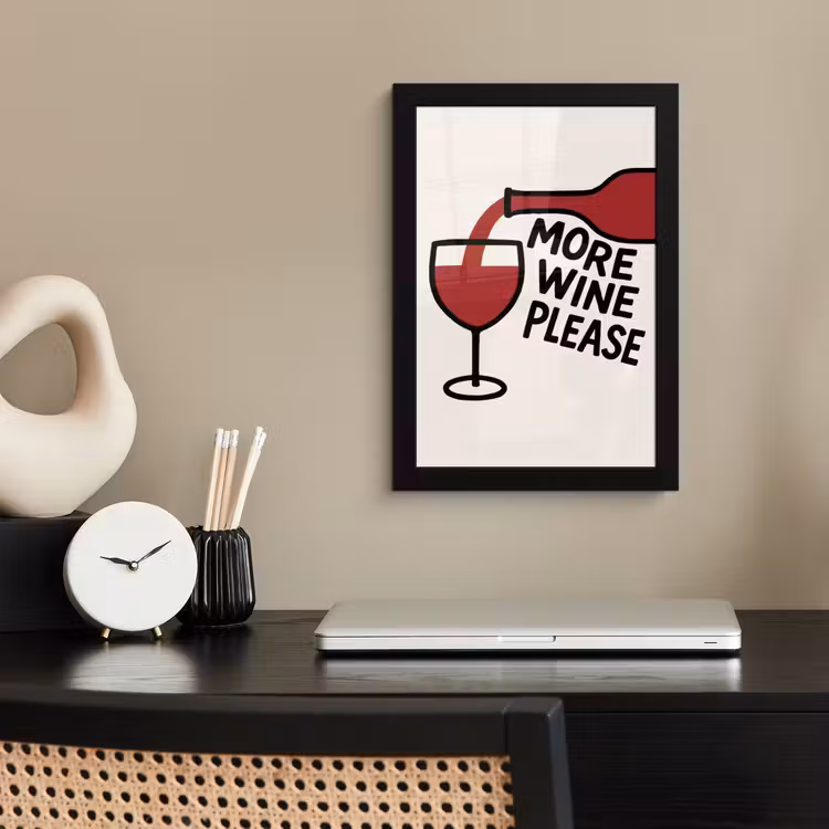 Wijnfles - Quote - Rood - Glas fotolijst zwart zonder passe partout klein -sfeer1