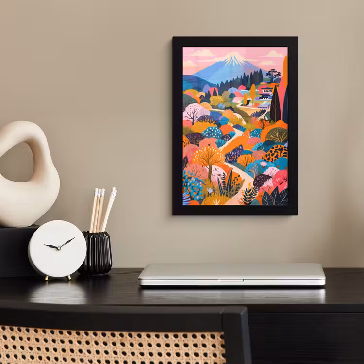 Witte bergtop - Modern - Kleurrijk fotolijst zwart zonder passe partout klein -sfeer1