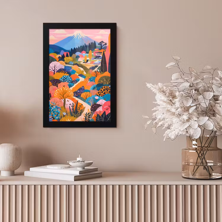 Witte bergtop - Modern - Kleurrijk fotolijst zwart zonder passe partout klein -sfeer5