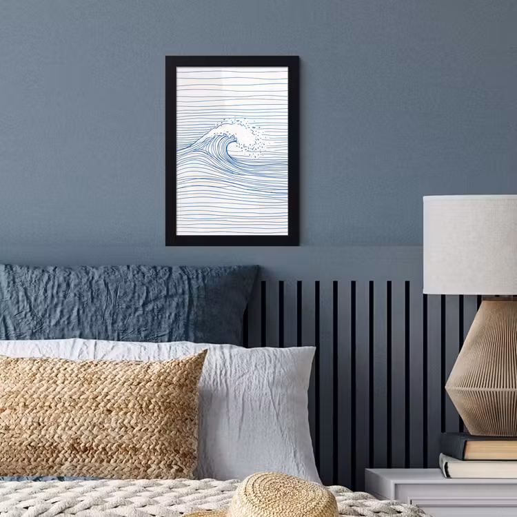 Golf - Brekende - Natuur - Minimalistisch - Blauw fotolijst zwart zonder passe partout klein -sfeer3