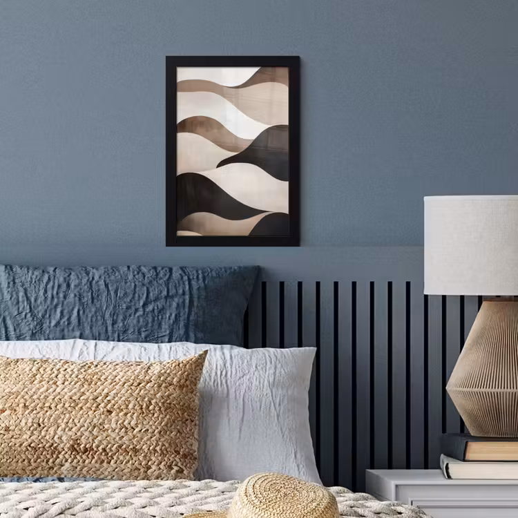 Golven - Abstract - Beige fotolijst zwart zonder passe partout klein -sfeer3