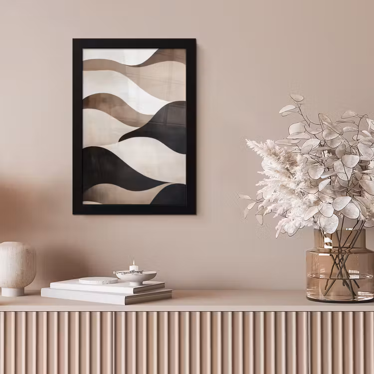 Golven - Abstract - Beige fotolijst zwart zonder passe partout klein -sfeer5