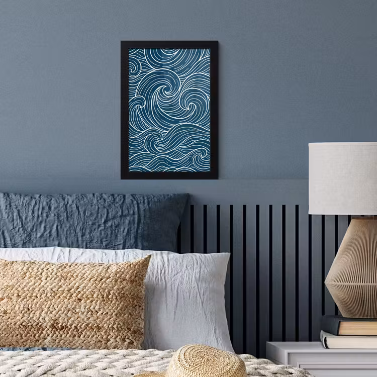 Golven - Spiraal - Water - Abstract - Blauw fotolijst zwart zonder passe partout klein -sfeer3