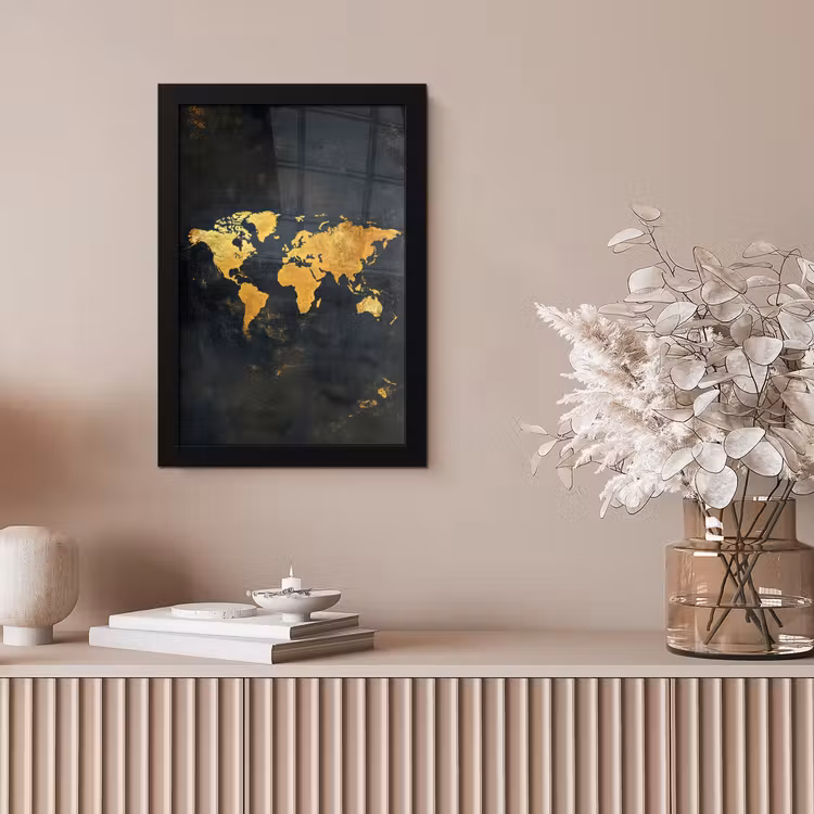 Wereldkaart - Ouderdom - Zwart fotolijst zwart zonder passe partout klein -sfeer5