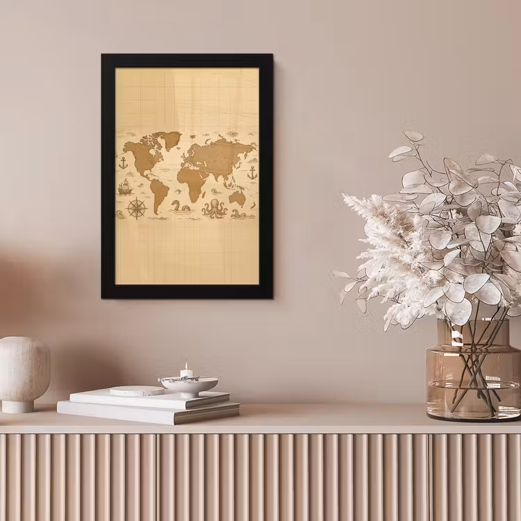 Wereldkaart - Decoratief - - Avontuurlijk fotolijst zwart zonder passe partout klein -sfeer5