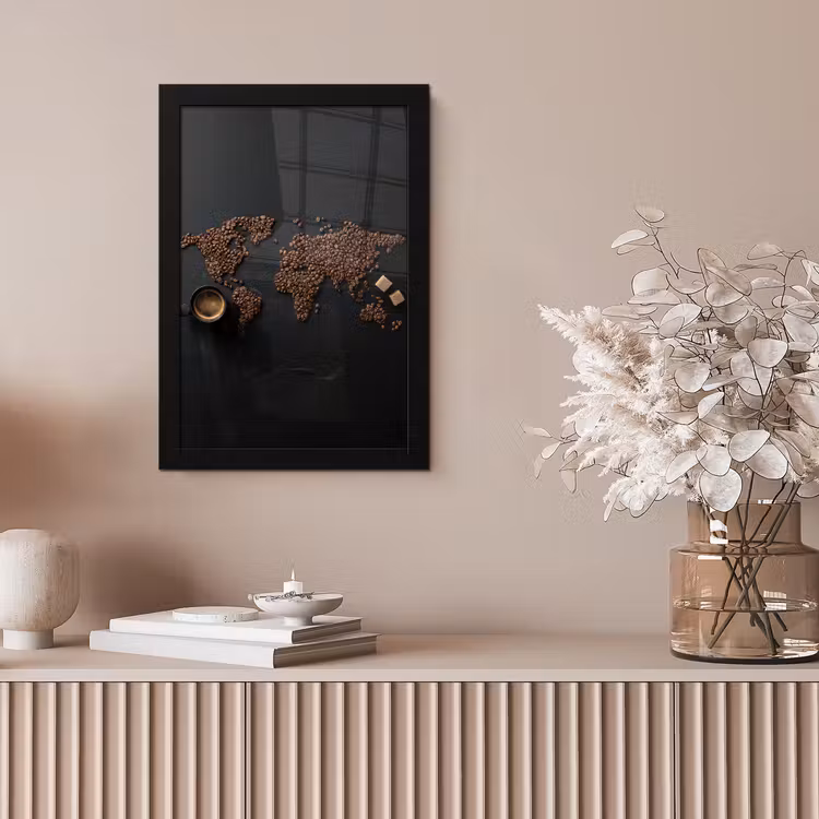 Wereldkaart - Espresso - Zwart fotolijst zwart zonder passe partout klein -sfeer5
