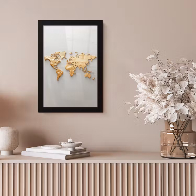 Wereldkaart - Luxe uitstraling - Wit fotolijst zwart zonder passe partout klein -sfeer5