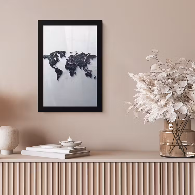 Wereldkaart - Marmer - Ruwe achtergrond fotolijst zwart zonder passe partout klein -sfeer5