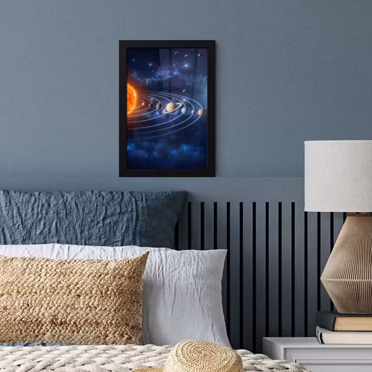 Ruimte - Zonnestelsel - Blauw fotolijst zwart zonder passe partout klein -sfeer3