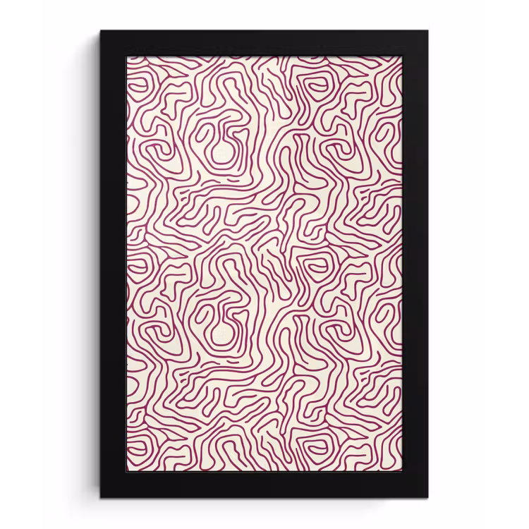Kronkelende lijn - Magenta - Crème fotolijst zwart zonder passe partout klein 224 -3d