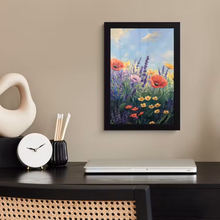 Weide - Bloemen - Kleurrijk fotolijst zwart zonder passe partout klein -sfeer1