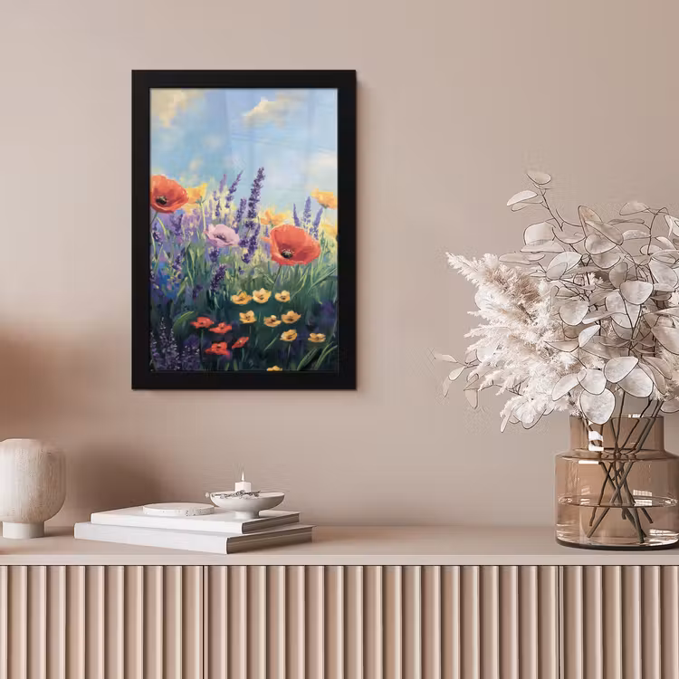 Weide - Bloemen - Kleurrijk fotolijst zwart zonder passe partout klein -sfeer5