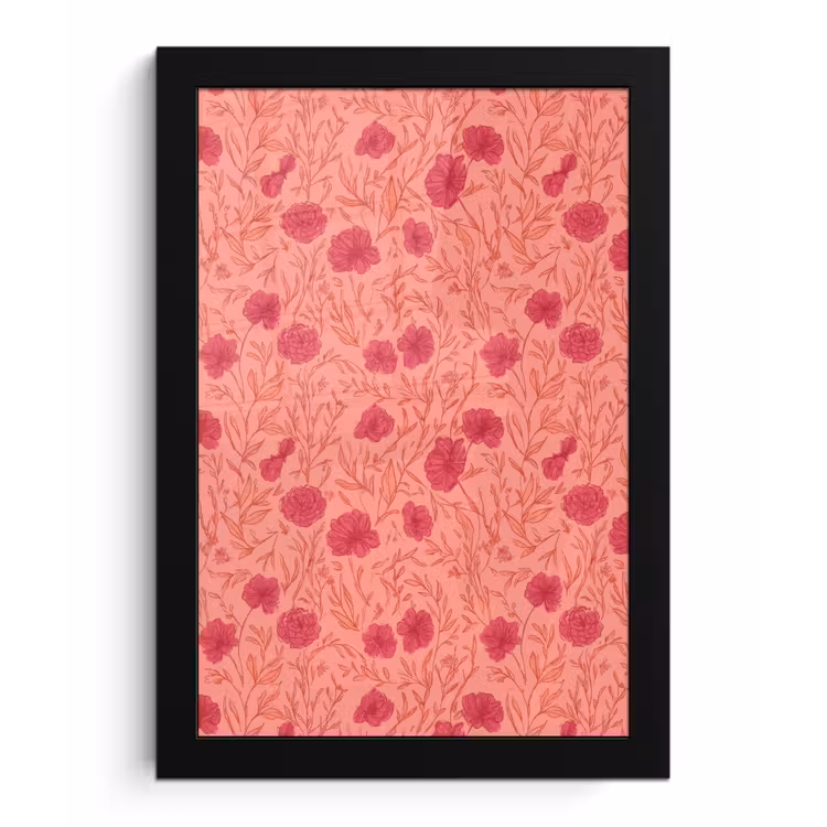 Weidebloemen - Romantisch - Roze fotolijst zwart zonder passe partout klein 224 -3d